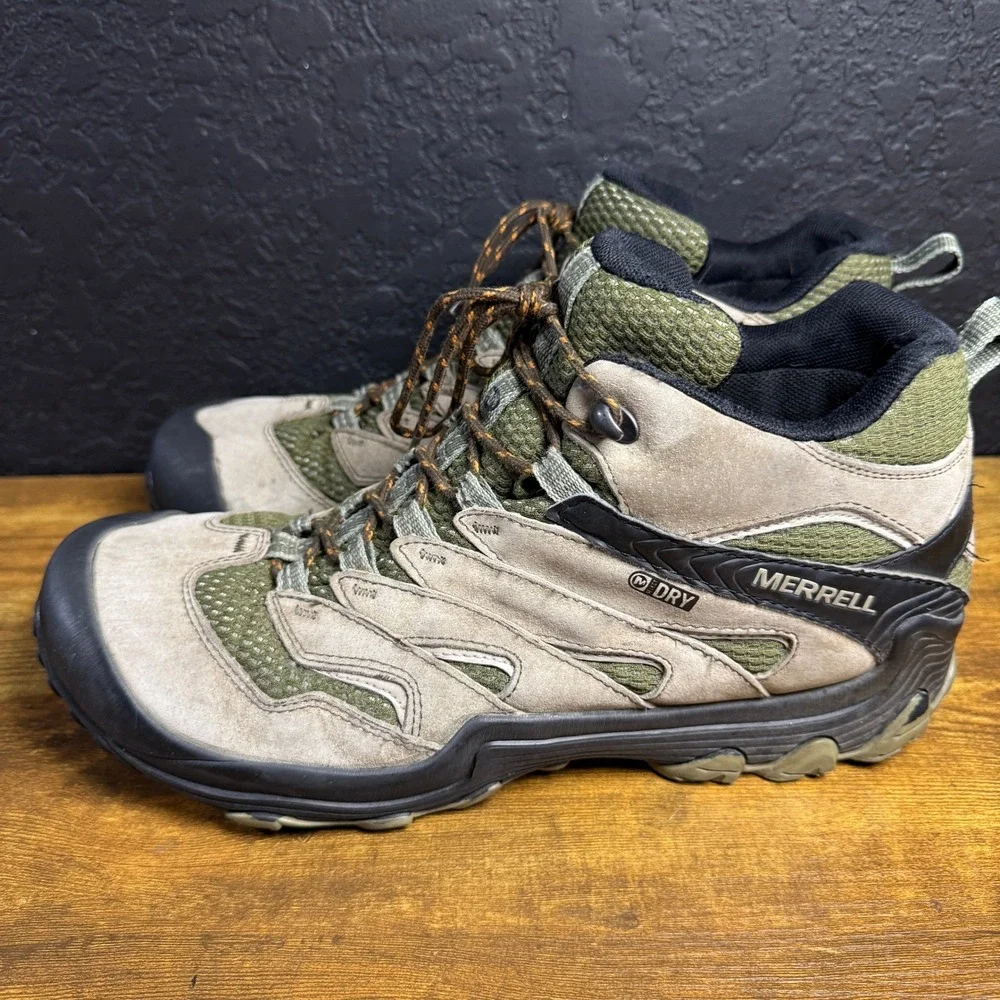 Merrell Moab M-Select DRY Tan Green Suede Mesh Hiking Boots Mens 14